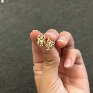 diamond gold owl stud earrings high quality